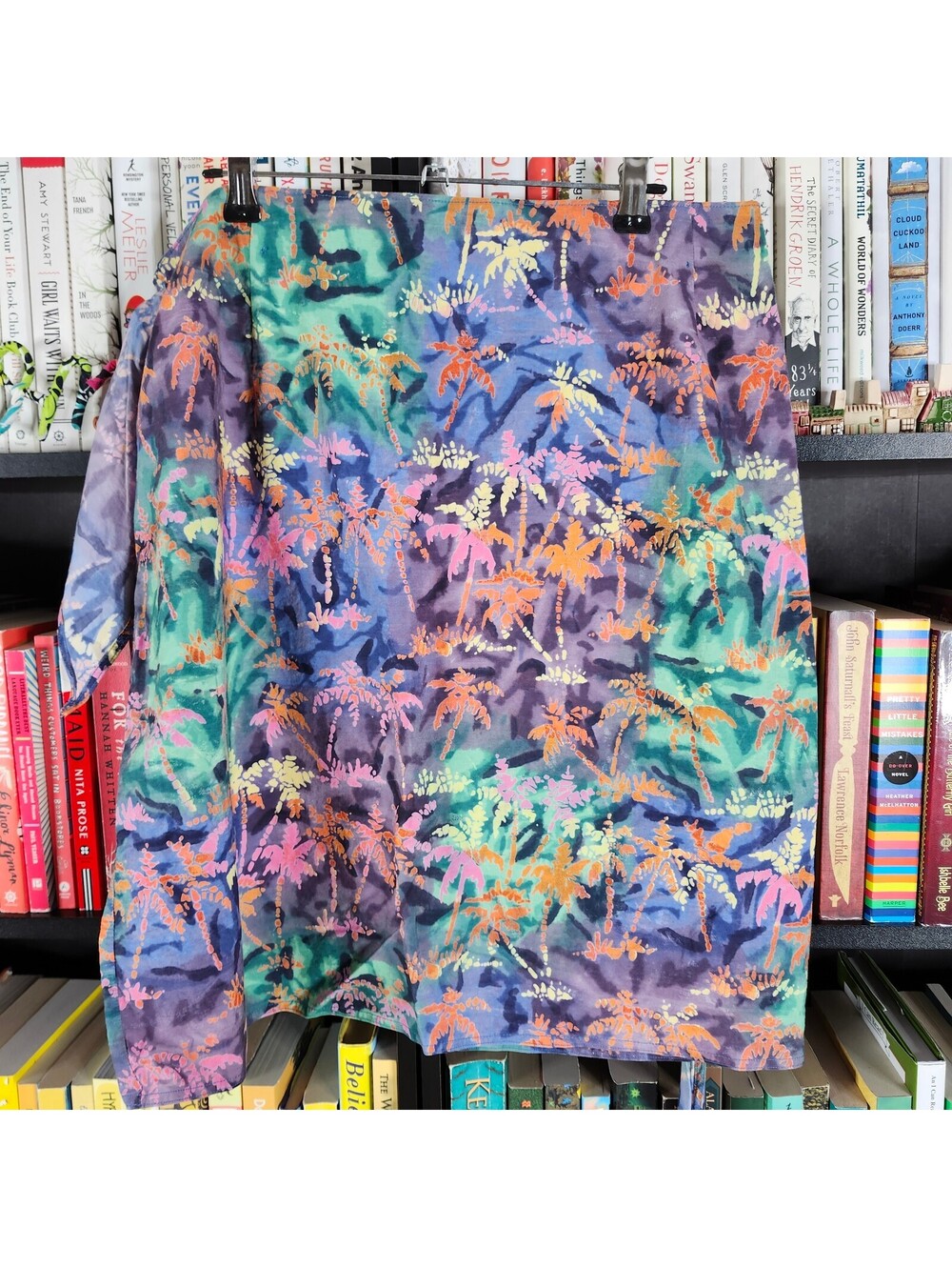 Vintage Tropical Wrap Sarong Skirt Palm Tree Print One Size